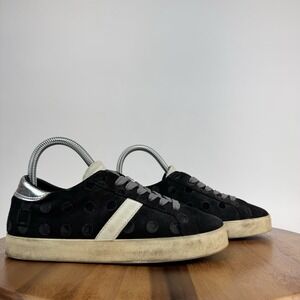 Womens DATE‎ Black Suede Polka Dot Casual Low Skateboarding Sneakers Size 5.5